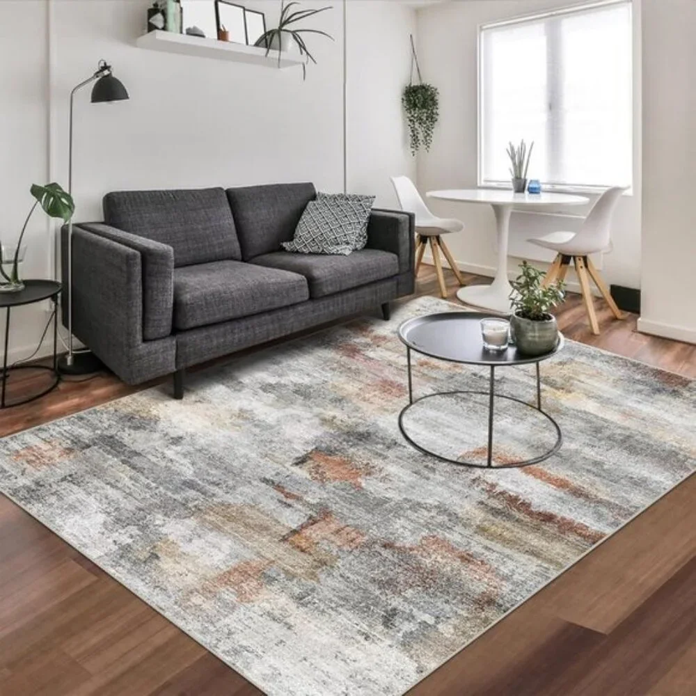 New 4x6 Washable Area Rug, Ultra Soft Non-Slip Abstract Carpet for Home & Room